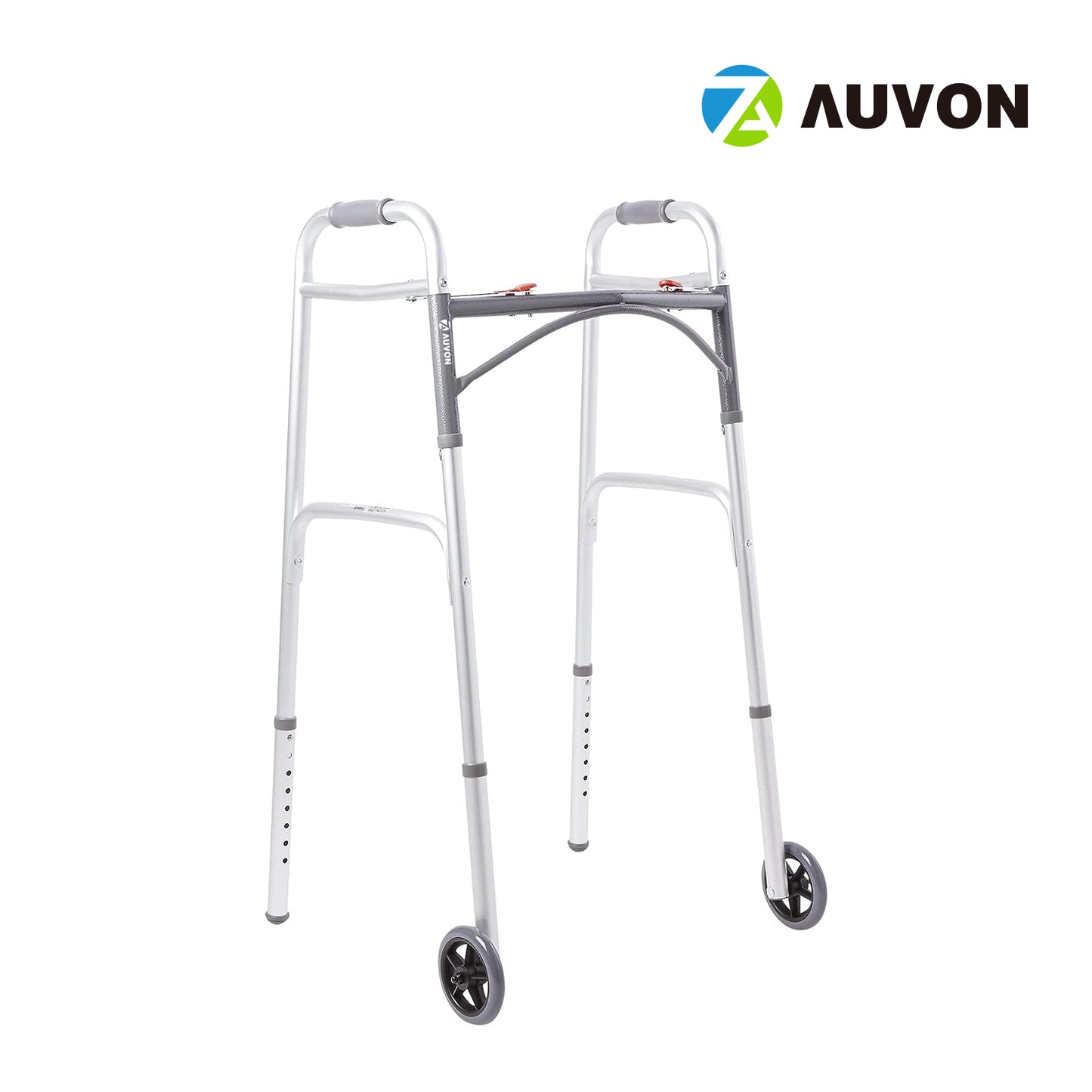 AUVON Folding Walkers with Wheels, Aluminum, 32 in to 39 in, 350 lbs Weight Capacity, 1 Count