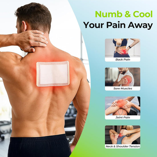 Patchs anti-douleur AUVON (8 unités), Patchs au menthol pour un soulagement des maux de dos, des douleurs musculaires, des douleurs au genou et de l'arthrite jusqu'à 8 heures, Éligible FSA ou HSA, Tissu de qualité pour une application sans désordre