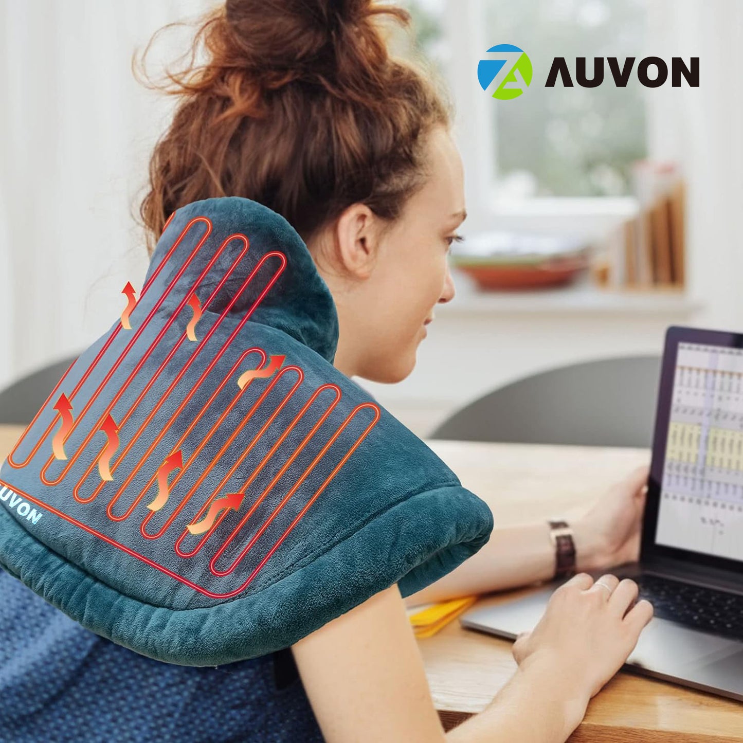 AUVON Electric Heating Pad for Neck and Shoulders Pain Relief with Auto Shut Off, Electric Heated Neck Wrap for Cramps- Stay On, Three Temperature Settings, Machine Washable