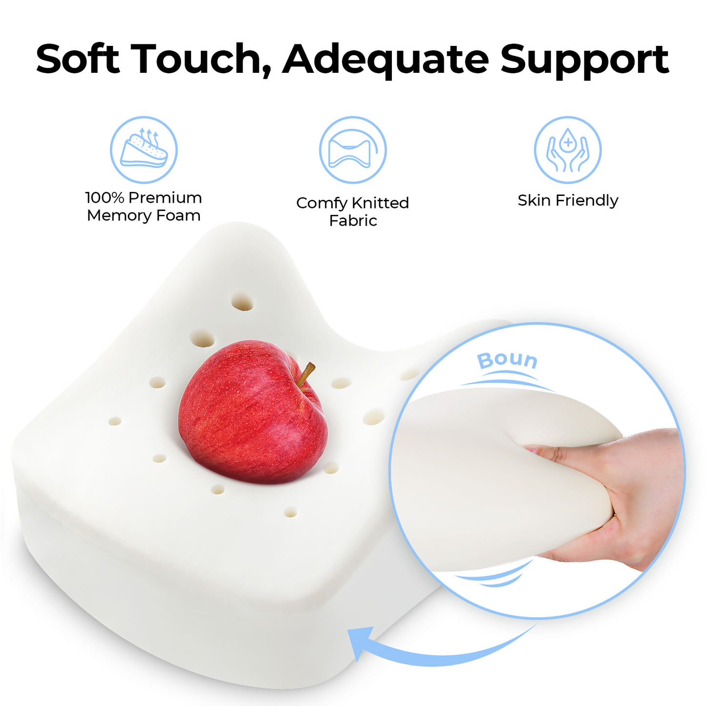 AUVON Contoured Leg Knee Pillow for Sleeping, Cooling Memory Foam Leg Pillow for Sciatica, Back, Knee and Joint Pain Relief, Helps Spine Alignment, Wedge Pillow for Side Sleepers with Removable Strap
