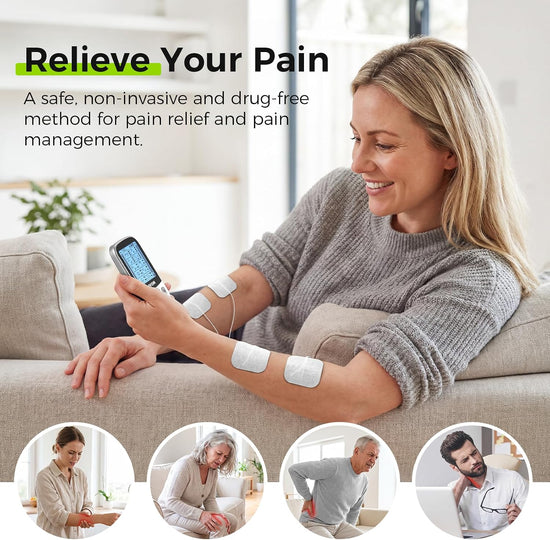 AUVON 24 Modes Dual Channel TENS Unit Muscle Stimulator for Pain Relief TENS Machine with 40 Intensities for Drug-Free Gradual Neck, Back, Sciatica Relief, Electronic Pulse Massager, 12 TENS Pads