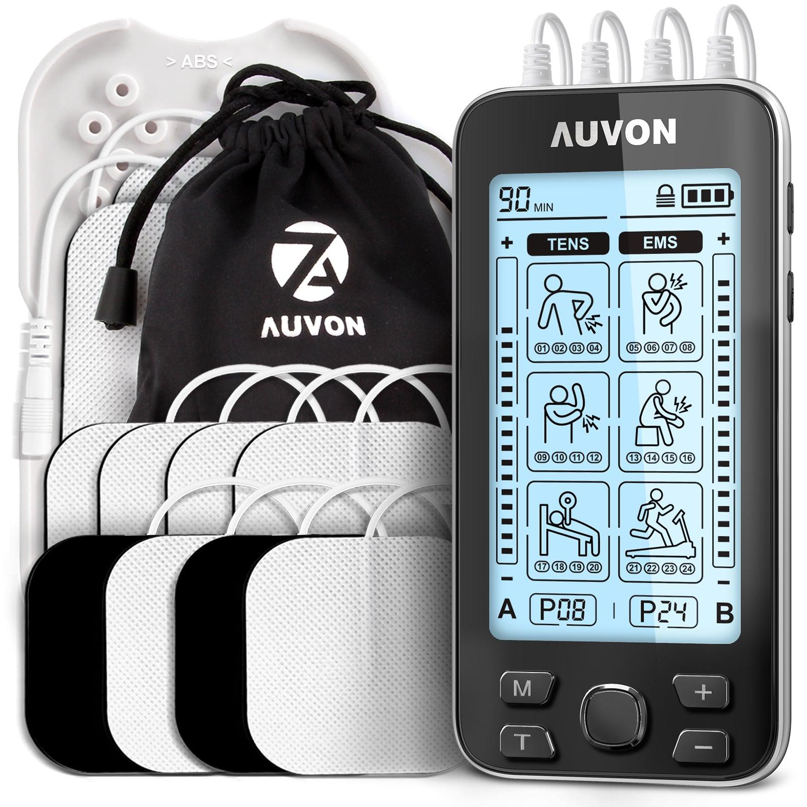 AUVON 4 Outputs TENS Unit EMS Muscle Stimulator Machine for Pain Relief  Therapy with 24 Modes Electric Pulse Massager, 2 and 2x4 Electrodes Pads