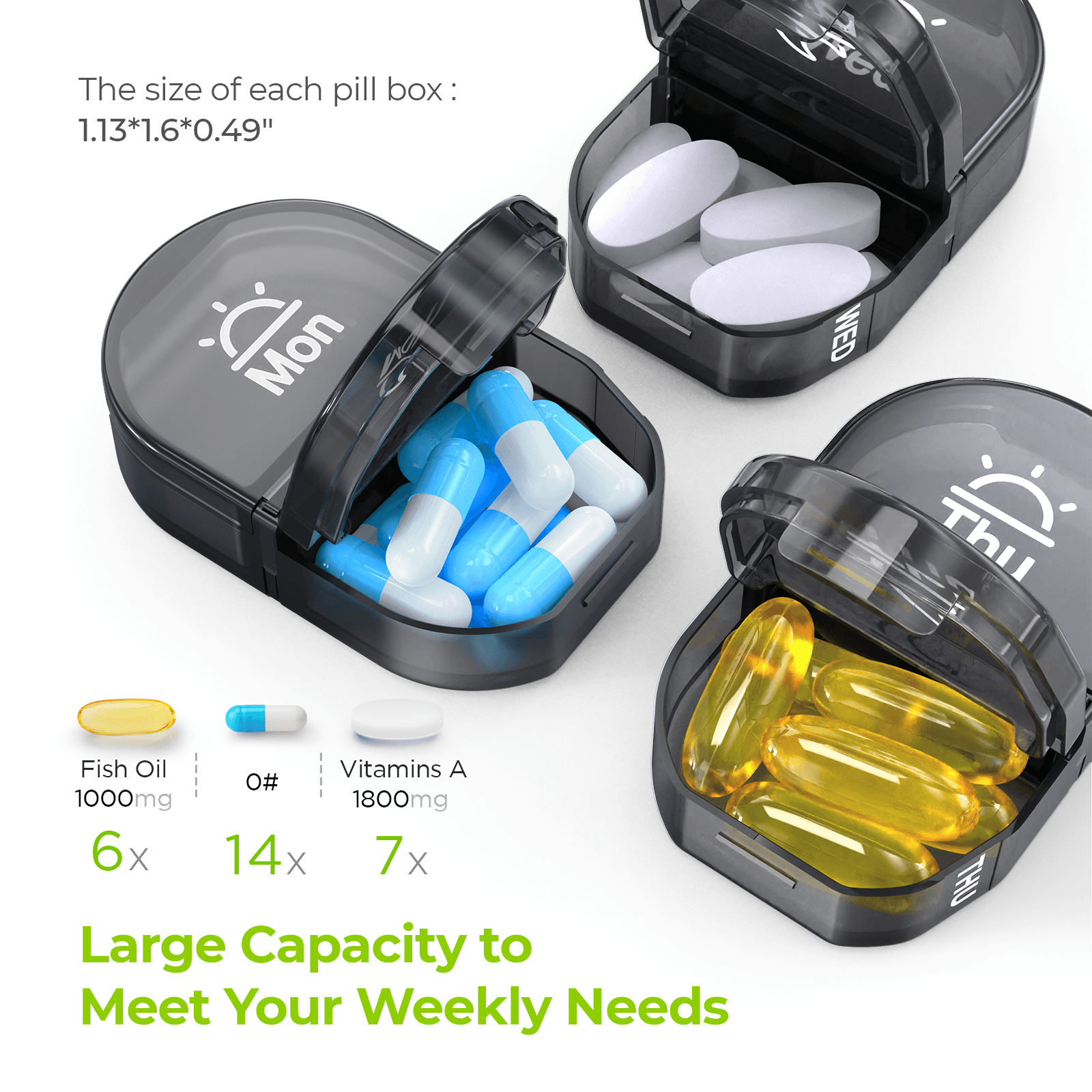 AUVON Canvas Bag Weekly Pill Organizer 2 Times a Day, Large AM/PM Pill Box 7 Day with Portable Zipper Cloth Bag for Holding Supplements, Vitamins and Fish Oils - AUVON