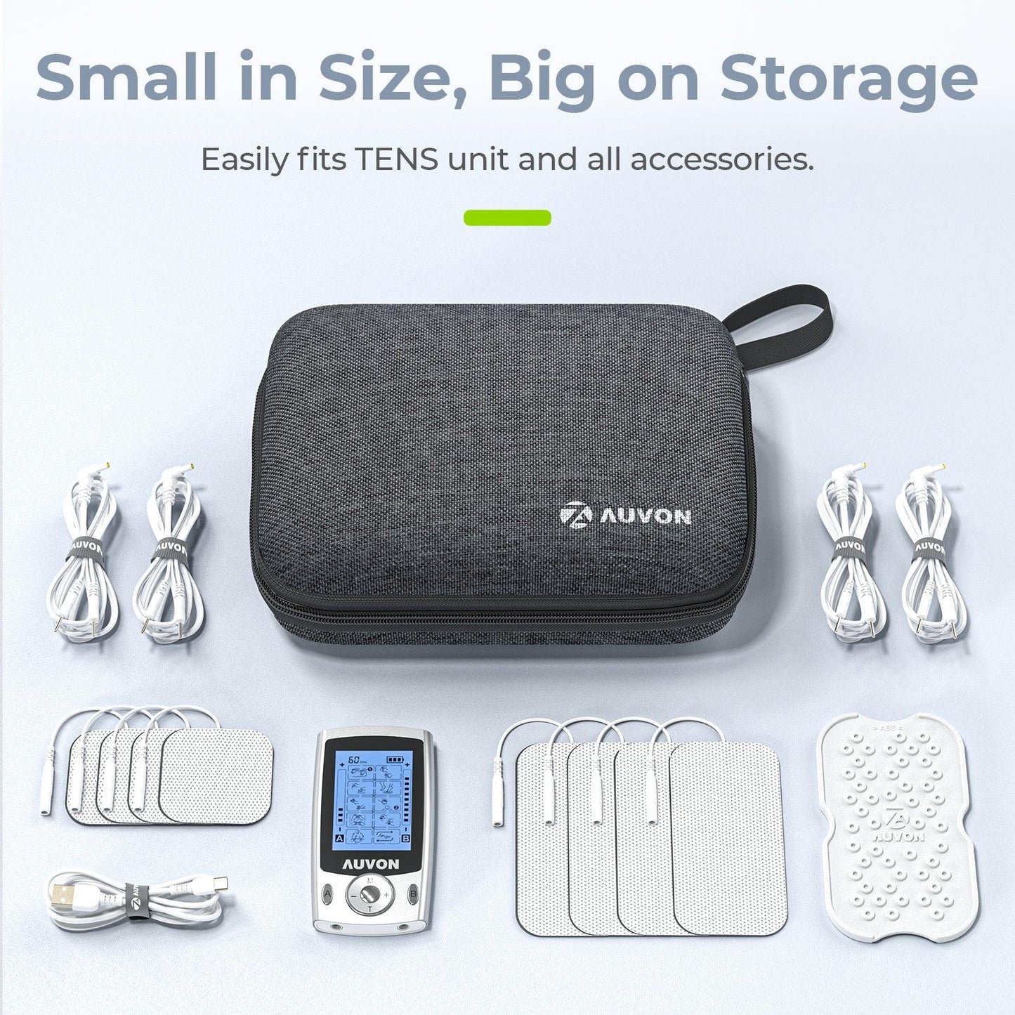 AUVON Professional Hard EVA Travel Case with a Sealed Bag for TENS Unit and Electrode Pads, Shockproof & Waterproof Carrying Case for Accessories (Case Only) - AUVON