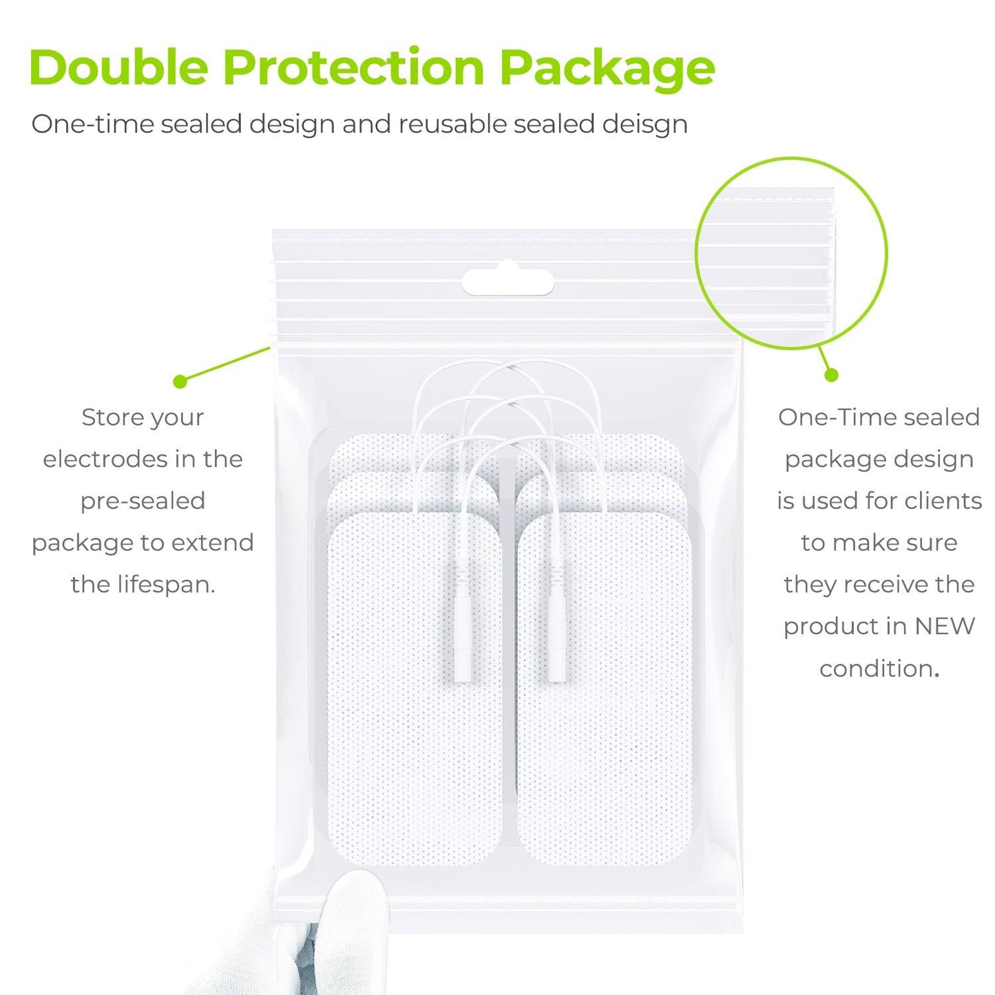 AUVON TENS Unit Replacement Pads 2" x 4" 24 Pcs, Reusable, Latex-Free Large Size Electrodes, Non-irritating Design with Upgraded Sticky Electrode Pads Gel for Electrotherapy - AUVON