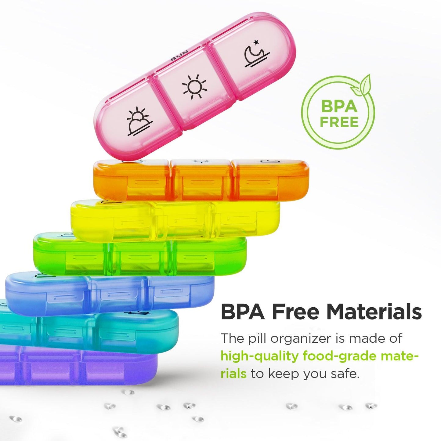 AUVON Weekly Pill Organizer 3-Times-A-Day, Portable 7 Day Pill Box Case with Large Separate Compartments to Hold Medication, Vitamins, Fish Oil and Supplements - AUVON