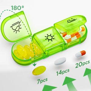 AUVON Weekly Pill Organizer 3-Times-A-Day, Portable 7 Day Pill Box Case with Large Separate Compartments to Hold Medication, Vitamins, Fish Oil and Supplements - AUVON