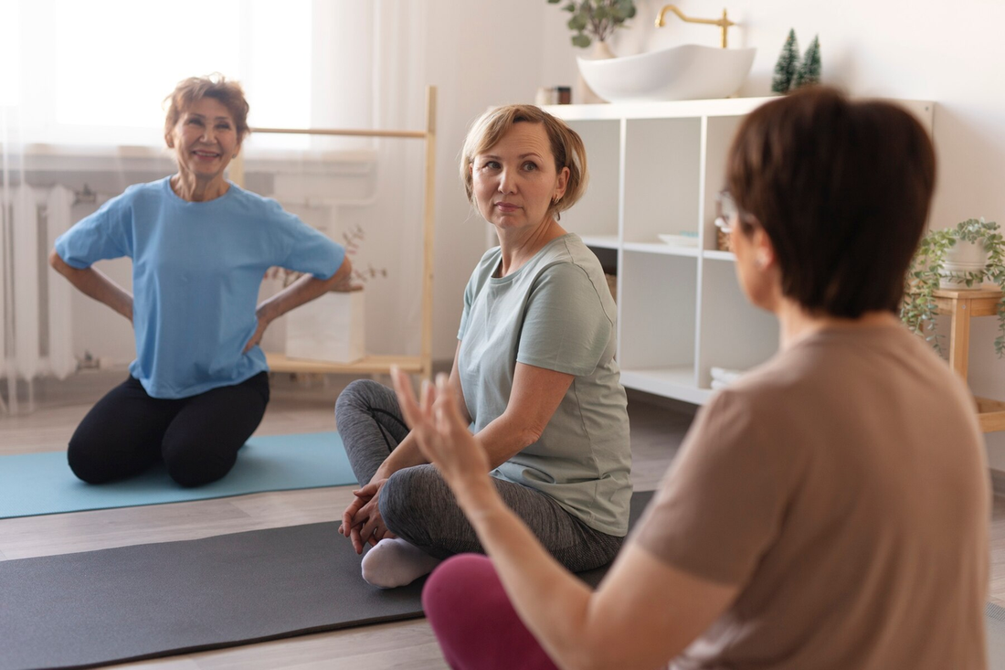 Image of a stroke survivor working with a physical therapist, performing rehabilitation exercises to regain mobility and strength.