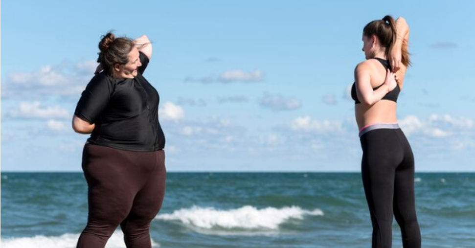 Person at a crossroads between a Healthy Lifestyle and Obesity Risks