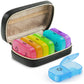 AUVON Weekly Pill Organizer 2 Times a Day with PU Leather Bag, Travel AM PM Pill Box 7 Day with One-Side Large Opening Design for Easy Filling, Portable Pill Case for Vitamins, Medication, Supplements