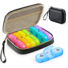 AUVON Weekly Pill Organizer 3 Times a Day, Large Pill Box 7 Day with A PU Leather Bag, Protabel Travel Pill Case Medication Reminder, Daily Pill Box 3 Times a Day for Vitamins, Fish Oils, Supplements