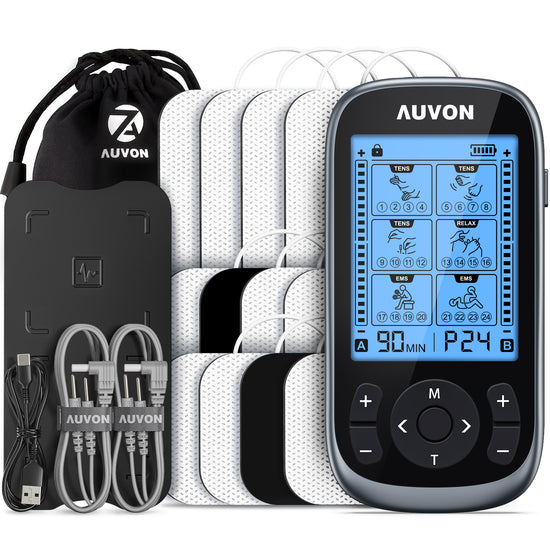 AUVON Rechargeable Tens Unit Muscle Stimulator for Back Pain Relief, 600 mAh Battery Tens Machine with 8 Customizable Modes, Stim Machine for AUVON Rechargeable Tens Unit Muscle Stimulator for Back Pain Relief, 600 mAh Battery Tens Machine with 8 Customizable Modes, Stim Machine for