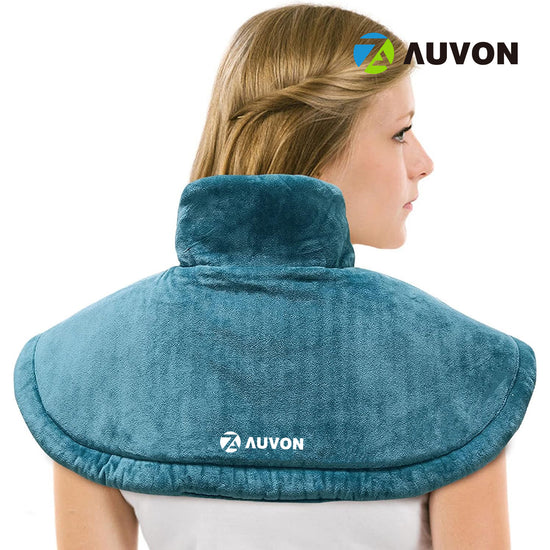 AUVON Electric Heating Pad for Neck and Shoulders Pain Relief with Auto Shut Off, Electric Heated Neck Wrap for Cramps- Stay On, Three Temperature Settings, Machine Washable