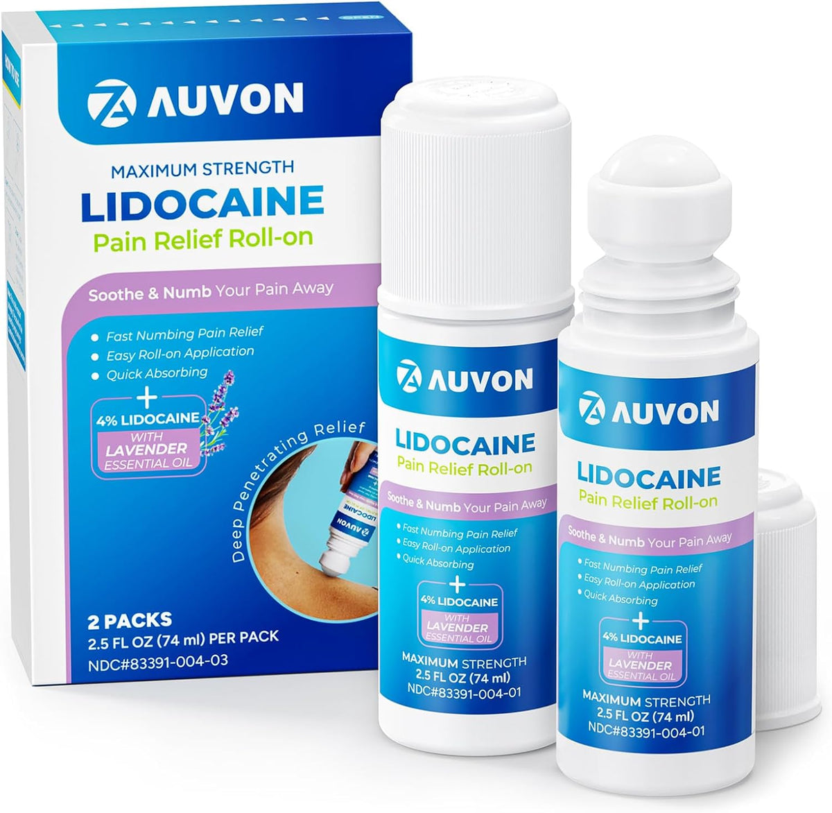 AUVON Parche para aliviar el dolor de máxima potencia (8 unidades), parche de lidocaína al 4% con mentol para un alivio específico y calmante