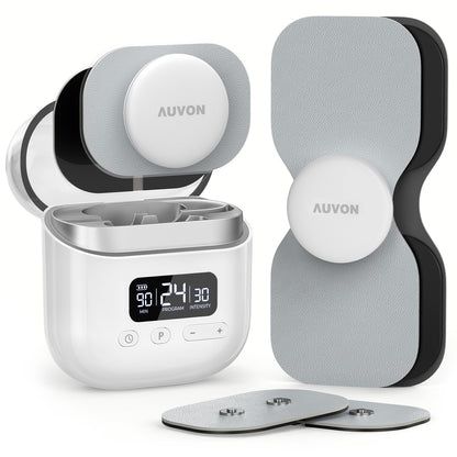 AUVON Stimulateur Musculaire TENS Sans Fil, 24 Modes, pour Soulagement de la Douleur, Appareil TENS Rechargeable Intelligent avec 6 Électrodes de Deux Tailles pour la Physiothérapie, Appareil TENS de Poche pour Douleurs aux Épaules et au Dos