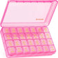 AUVON Weekly Pill Organizer 4 Times a Day, Large Easy-to-Track Labels, Pink Large Pill Case with Dual Protection, Easy-Open Lids, Spill-Proof Travel Pill Box 7 Day for Medication, Vitamins, Fish Oils