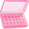 AUVON Weekly Pill Organizer 4 Times a Day, Large Easy-to-Track Labels, Pink Large Pill Case with Dual Protection, Easy-Open Lids, Spill-Proof Travel Pill Box 7 Day for Medication, Vitamins, Fish Oils