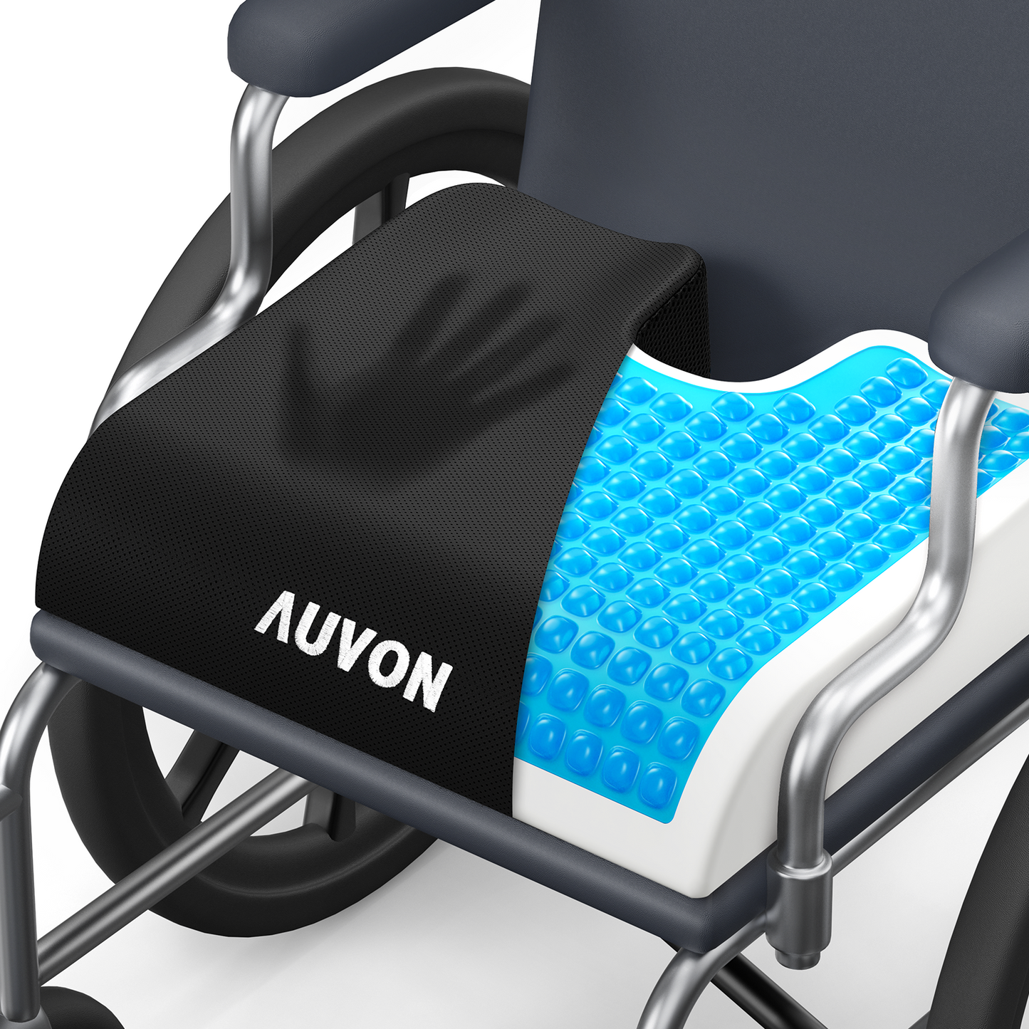 AUVON Gel Wheelchair Seat Cushion 20 inch x 16 inch x 4 inch for Sciatica, Back, Coccyx, Pressure Sore & Ulcer Pain Relief, FSA HSA Eligible, Refreshing & Ergonomic Cushion with Waterproof Silk Fabric