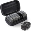 AUVON Canvas Bag Travel Pill Organizer 2 Times a Day, Large AM/PM Weekly Pill Box 7 Day Pill Case with Portable Black Zipper Cloth Bag for Holding Supplements, Vitamins and Fish Oils