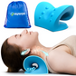AUVON Neck Stretcher, Adaptive Cervical Traction Device for Gentle Pain Relief, Neck and Shoulder Relaxer with Cervical Groove for Hump, Spine Alignment, Muscle Tension, Headaches, TMJ Pain (Blue)
