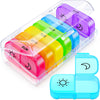 AUVON Weekly Pill Organizer 2 Times a Day, One-Sided Opening, Easy to Use Weekly Pill Organizer 2 Times a Day, Pill Box 7 Day, Pill Case for Vitamins, Fish Oils, Supplements, Color-Coded Tracking