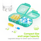 AUVON XL Weekly Pill Organizer 2 Times a Day, Pill Box 7 Day with One-Side Large Opening Design for Easy Filling, Cyan AM PM Pill Case for Medication/Vitamins/Fish Oils/Supplements