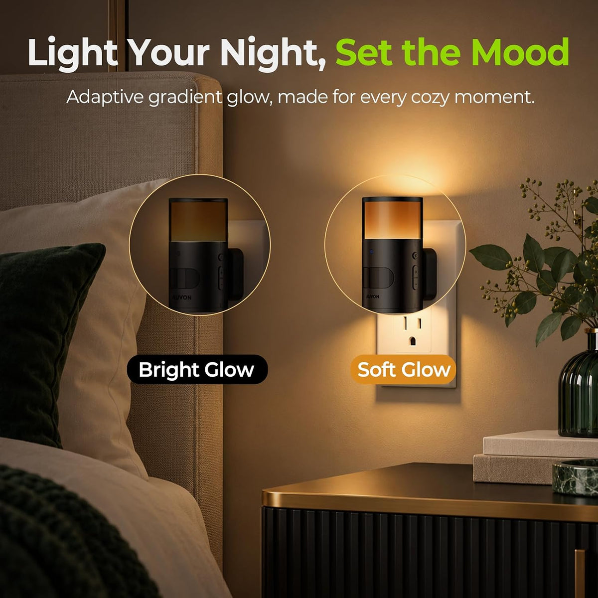 AUVON Lampe de bureau LED avec port de charge USB, 3 modes de couleur, lumière de lecture dimmable, lampe de travail intelligente à induction et gradation automatique, lampe de table à col de cygne flexible pour bureau ou chevet, adaptateur secteur inclus