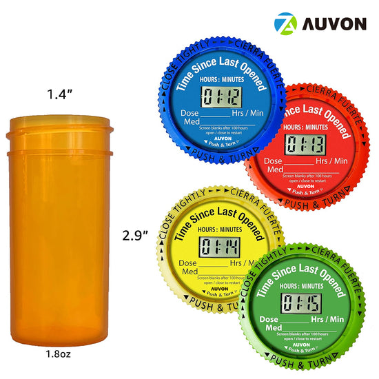 AUVON Smart Pill Bottle Caps with Medication Management System - Prescription Support with Timely Reminders, Feedback & Accountability, Wireless Sync