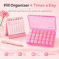 AUVON Weekly Pill Organizer 4 Times a Day, Large Easy-to-Track Labels, Pink Large Pill Case with Dual Protection, Easy-Open Lids, Spill-Proof Travel Pill Box 7 Day for Medication, Vitamins, Fish Oils