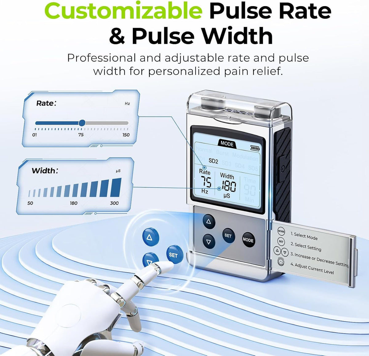 AUVON 4-Channel Digital TENS Unit Muscle Stimulator, Customizable 8 Modes Rechargeable TENS Machine with 16 Premium TENS Pads, Drug-free for Neck, Shoulder, Back, Sciatica Pain Relief, A Carry Case