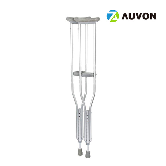 AUVON Aluminum Crutches, Adult, Tall, 5' 10"–6' 6" – Pair of Lightweight, Height Adjustable Crutches – Includes Padded Underarm Cushions, Hand Grips, & Rubber Tips – Max. Weight Capacity 300 lb.