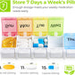 AUVON Weekly Pill Organizer Arthritis Friendly, BPA Free Travel 7 Day Pill Box Case with Spring Open Design and Large Compartment to Hold Vitamins, Cod Liver Oil, Supplements and Medication