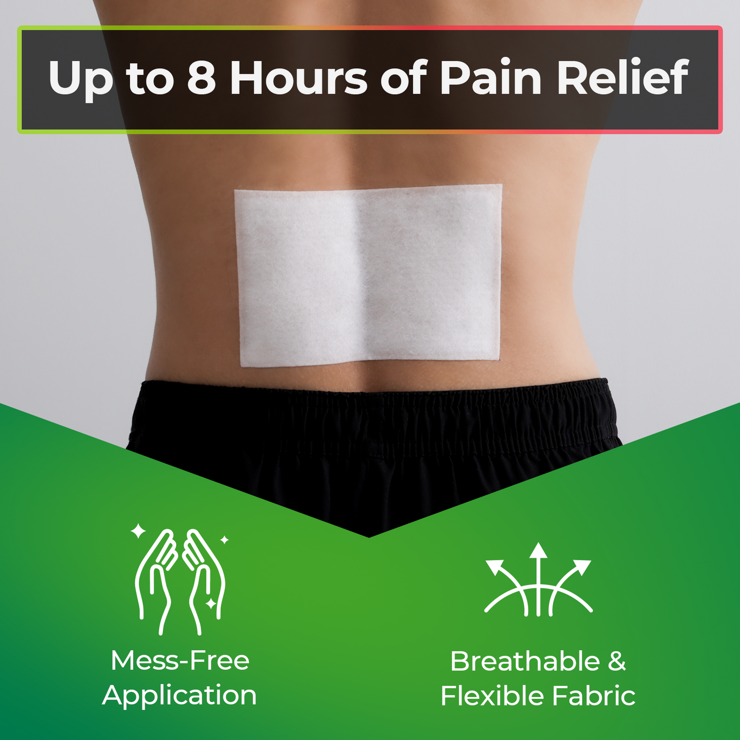 AUVON Pain Relief Patches (8 Count), Menthol Patches for Up to 8hrs of Back Pain Relief, Sore Muscle Relief, Knee Pain Relief, Arthritis, FSA or HSA Eligible, Quality Fabric for Mess-Free Application