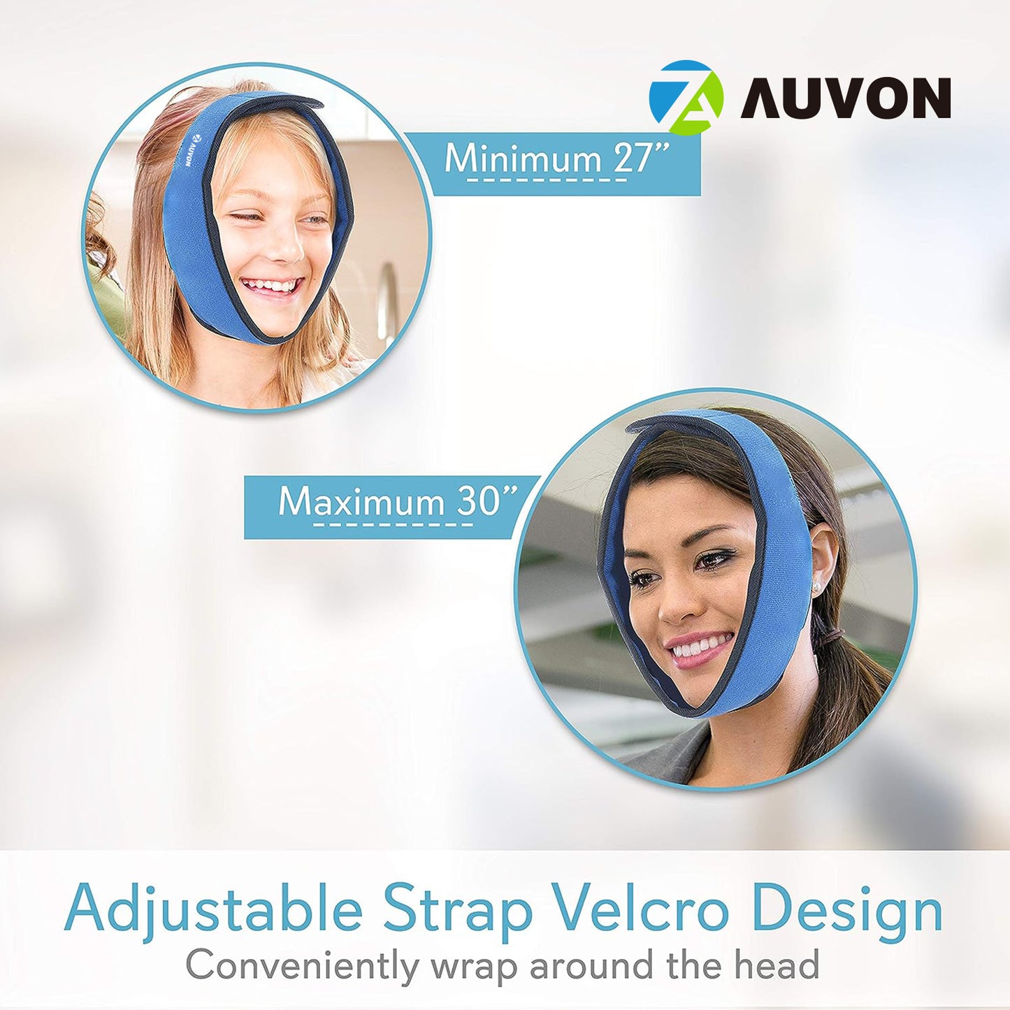 AUVON Face Ice Pack Wrap for TMJ Relief, Wisdom Teeth, Jaw, Head and Chin, 4 Reusable Hot and Cold Gel Packs, Pain Relief for Mouth, Oral and Facial Surgery