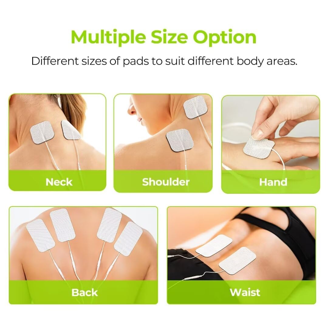 AUVON Électrodes de remplacement pour appareil TENS 5 x 10 cm, 24 pièces, réutilisables, sans latex, grandes électrodes, conception non irritante avec gel amélioré pour électrothérapie