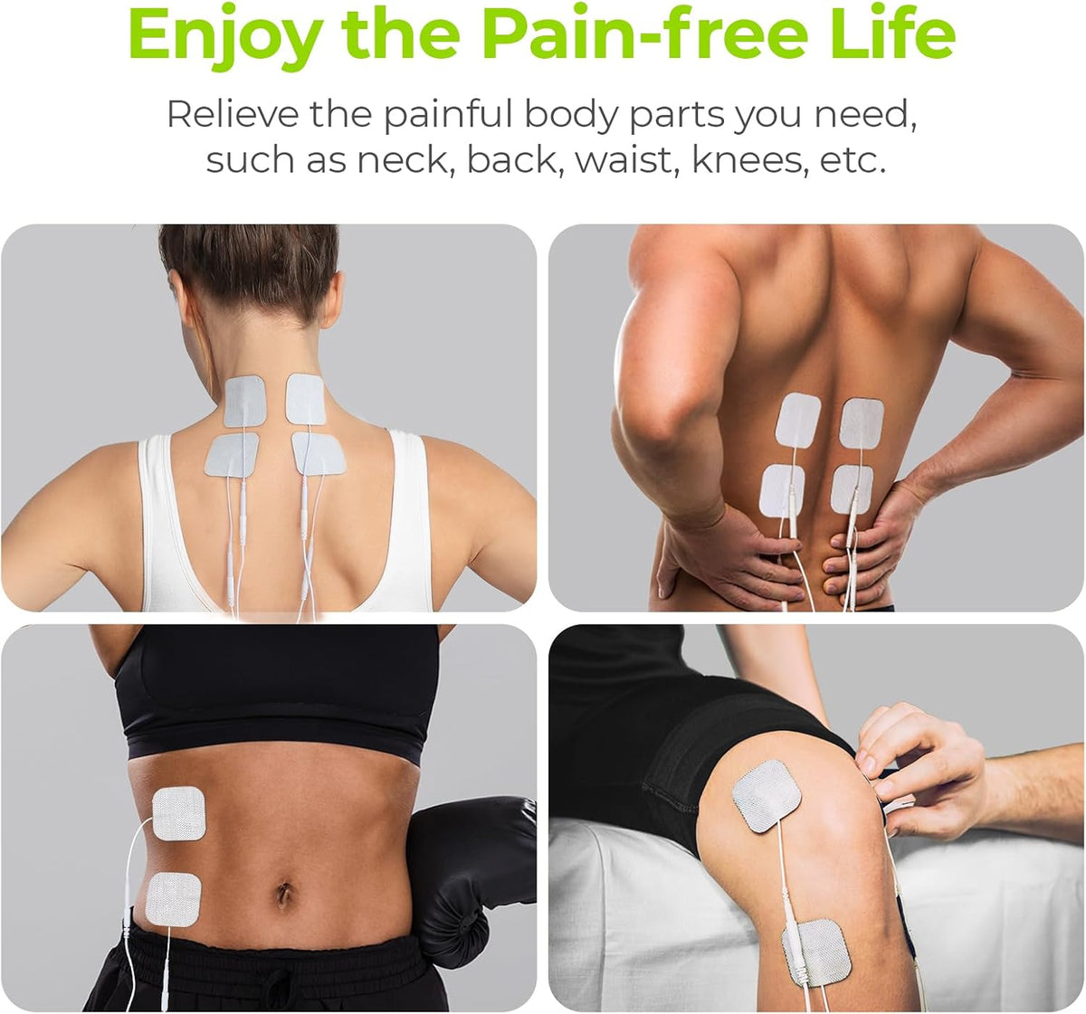 AUVON TENS Unit Electrode Pads 2"x2" 48 Pcs Value Pack, Reusable Latex-Free TENS Unit Pads with Upgraded Self-Adhesion, Non-Irritating Replacement Pads Compatible with TENS 7000, Etekcity, Nicwell