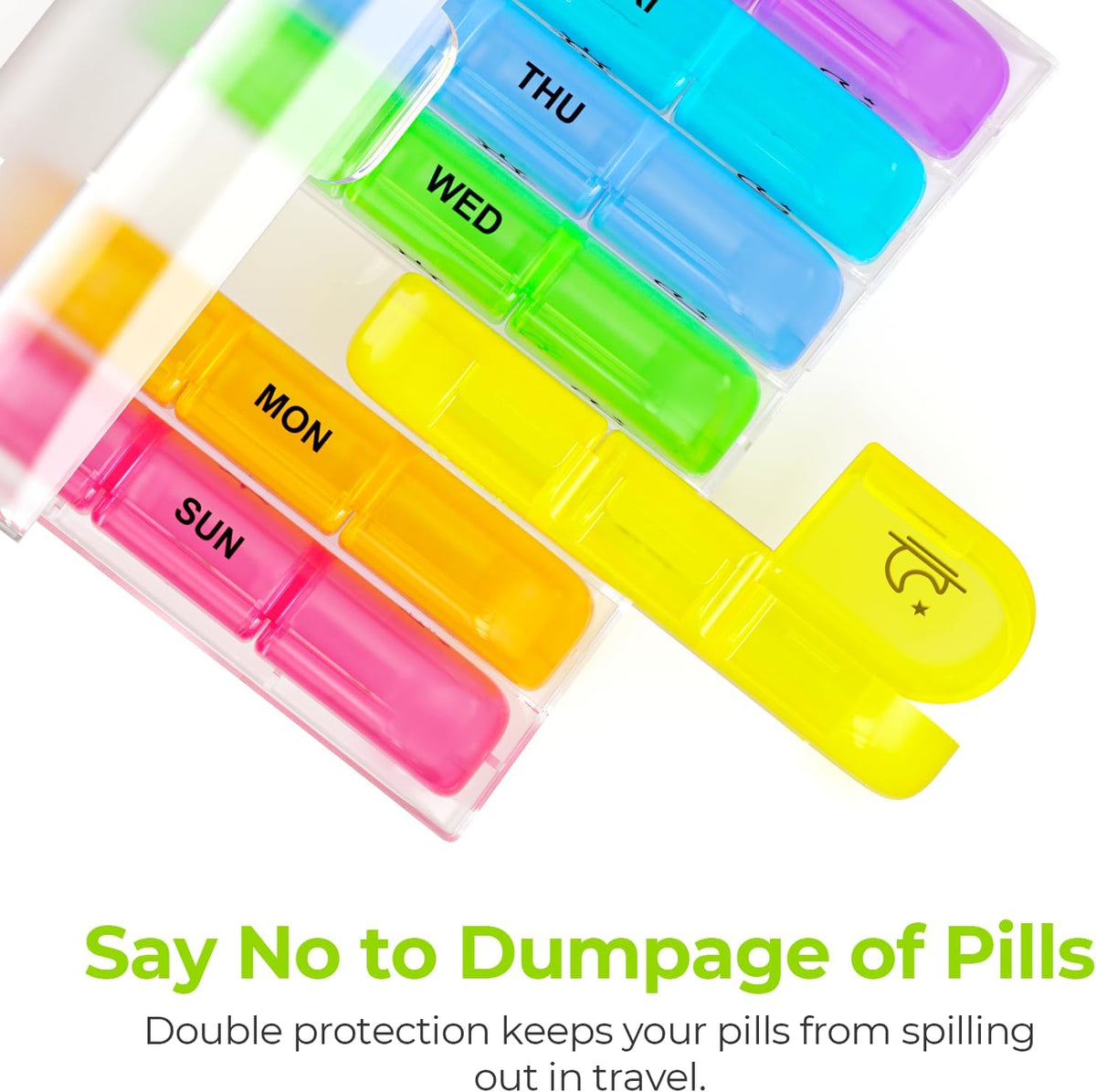AUVON Weekly Pill Organizer 3 Times a Day, Color-Coded for Easy Tracking Large 7 Day Pill Box 3 Times a Day, Portable Pill Case for Medication, Vitamins, Fish Oil and Supplements, Dual Protection