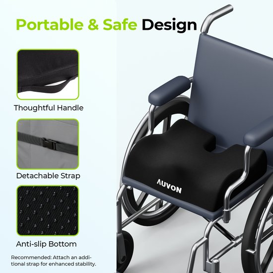 AUVON AntiSlip Wheelchair Cushions with Front High Rear Low & Hump De