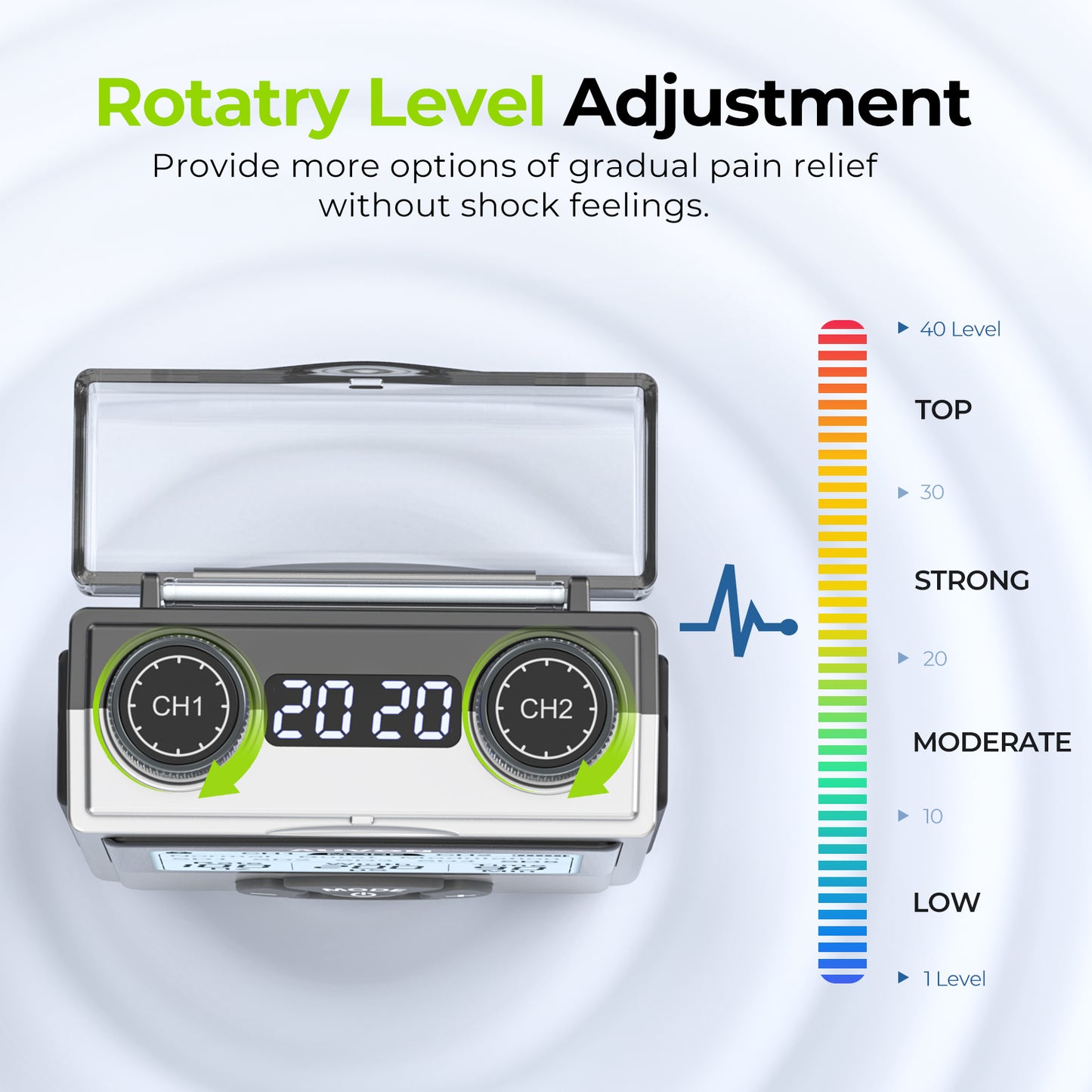 AUVON Rechargeable Digital TENS Unit Muscle Stimulator with 600 mAh Battery, TENS Machine with 8 Customizable Modes, Electric Massager for Shoulder, Back Pain Relief, 6 TENS Pads, A Carry Case