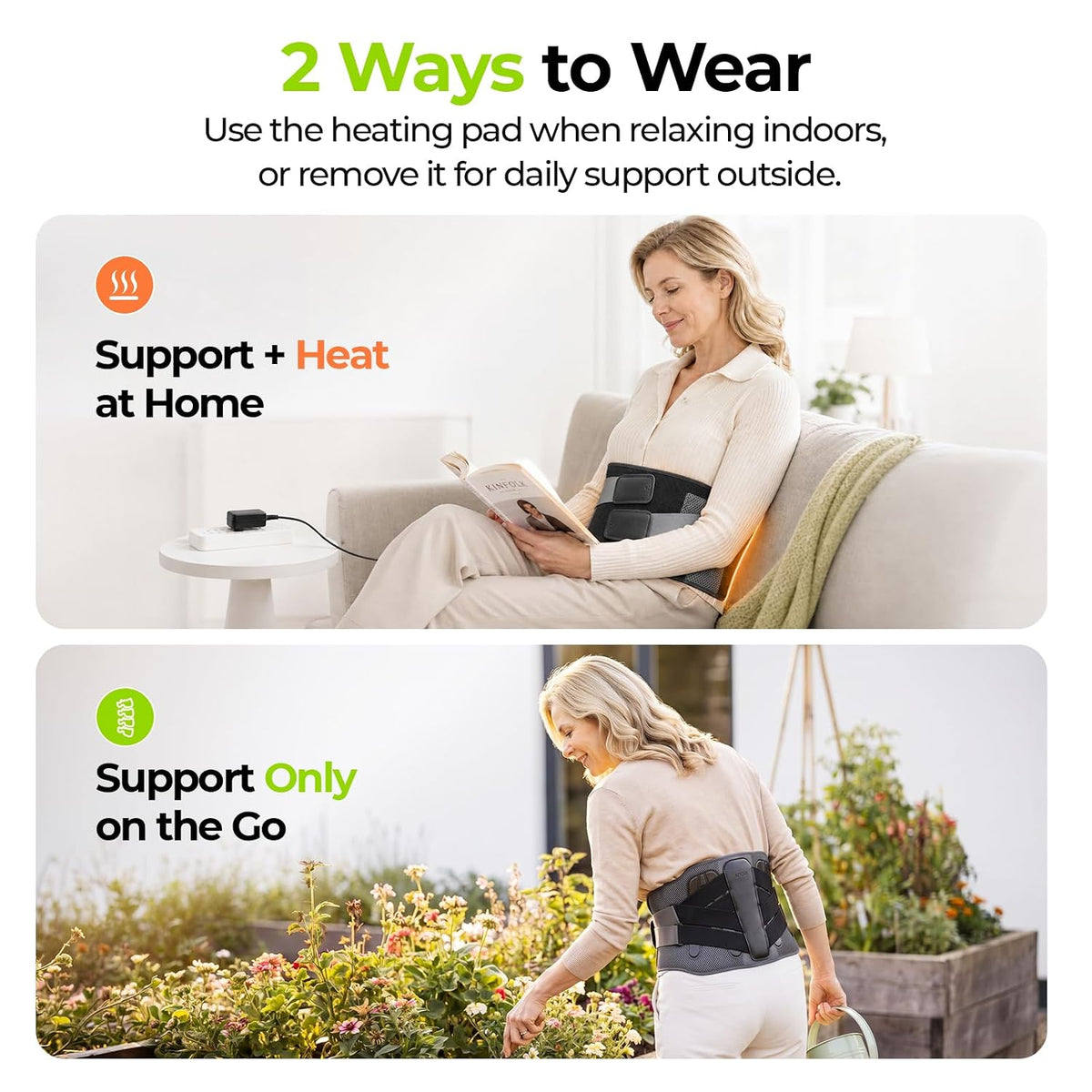 AUVON Back Brace with Removable Heating Pad for Lower Back Pain Relief 5-Stay Lumbar Support Belt for Men & Women, Adjustable Back Support Brace for Sciatica, Herniated Disc, Work & Heavy Lifting