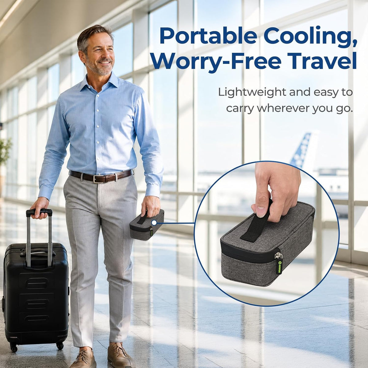 AUVON Insulin Vial Cooler Travel Case, Up to 12H Cooling, 370g Ice Brick GLP-1 & Peptide Travel Case TSA Approved, Safe Anti-Freezing Foam, Well-Insulated 3-Layer Protection for 3-15ml Vials, Pens