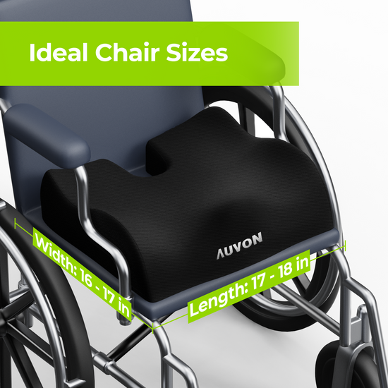 AUVON AntiSlip Wheelchair Cushions with Front High Rear Low & Hump De