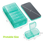 AUVON XL Weekly Pill Organizer 2 Times a Day, Pill Box 7 Day with One-Side Large Opening Design for Easy Filling, Cyan AM PM Pill Case for Medication/Vitamins/Fish Oils/Supplements