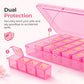 AUVON Weekly Pill Organizer 4 Times a Day, Large Easy-to-Track Labels, Pink Large Pill Case with Dual Protection, Easy-Open Lids, Spill-Proof Travel Pill Box 7 Day for Medication, Vitamins, Fish Oils