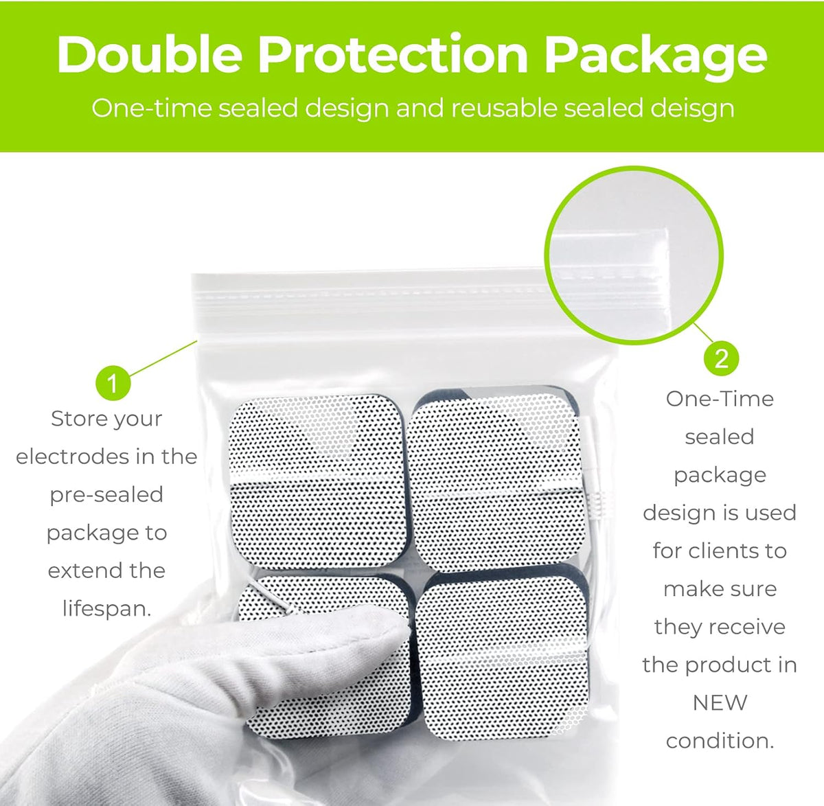 AUVON TENS Unit Replacement Pads Combination Set, 20 Packs Multiple Sizes Electrodes for TENS Unit, Reusable and Latex Free Pigtail TENS Pads for Multiple Pain Relief, 2mm Connector