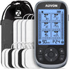 AUVON 3-in-1 TENS Unit Muscle Stimulator, 40 Levels for Gradual Pain Relief EMS Massage Machine, Drug-Free for Shoulder, Sciatica, Back Pain Relief, 24 Modes Electronic Pulse Massager, 12 TENS Pads