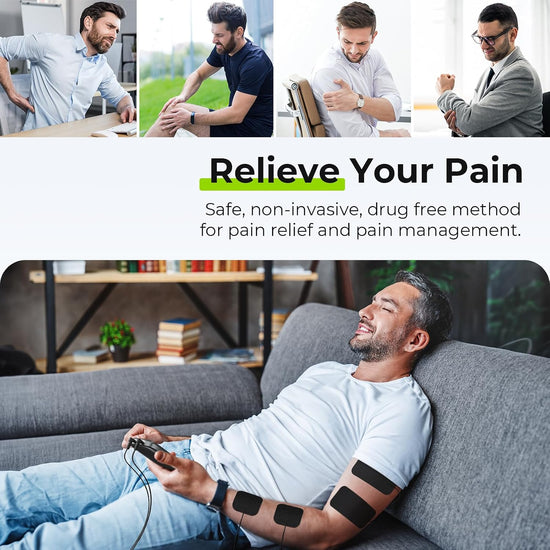 AUVON 3-in-1 TENS Unit Muscle Stimulator for Pain Relief, Large Screen EMS Massager Machine with 30 Levels for Gradual Back, Shoulder, Sciatica Pain Relief, 24 Modes, 12 Pads, EVA Travel Case