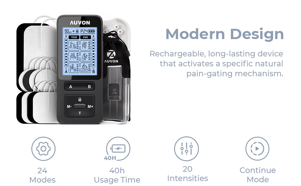 AUVON Rechargeable Digital Tens Unit Muscle Stimulator with 600mAh Battery, Tens AUVON Rechargeable Digital Tens Unit Muscle Stimulator with 600mAh Battery, Tens