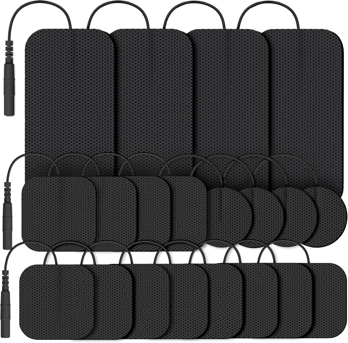 AUVON TENS Unit Replacement Pads Combination Set, 20 Packs Multiple Sizes Electrodes for TENS Unit, Reusable and Latex Free Pigtail TENS Pads for Multiple Pain Relief, 2mm Connector