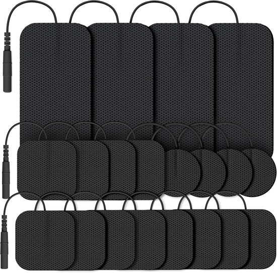 AUVON TENS Unit Replacement Pads Combination Set, 20 Packs Multiple Sizes Electrodes for TENS Unit, Reusable and Latex Free Pigtail TENS Pads for Multiple Pain Relief, 2mm Connector